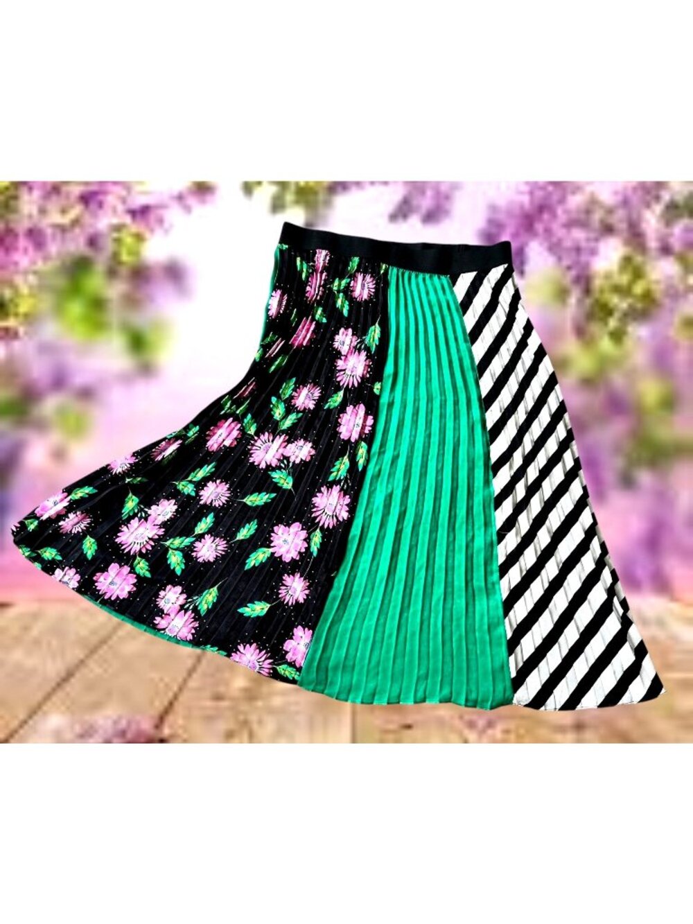 NWT Capsule Simply Be Skirt Size 16 Stretch Waist Pleated Flowy Festive Floral